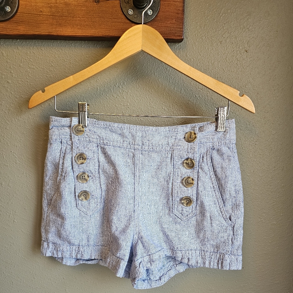 Express Button-Front Linen Shorts - Picture 2 of 6